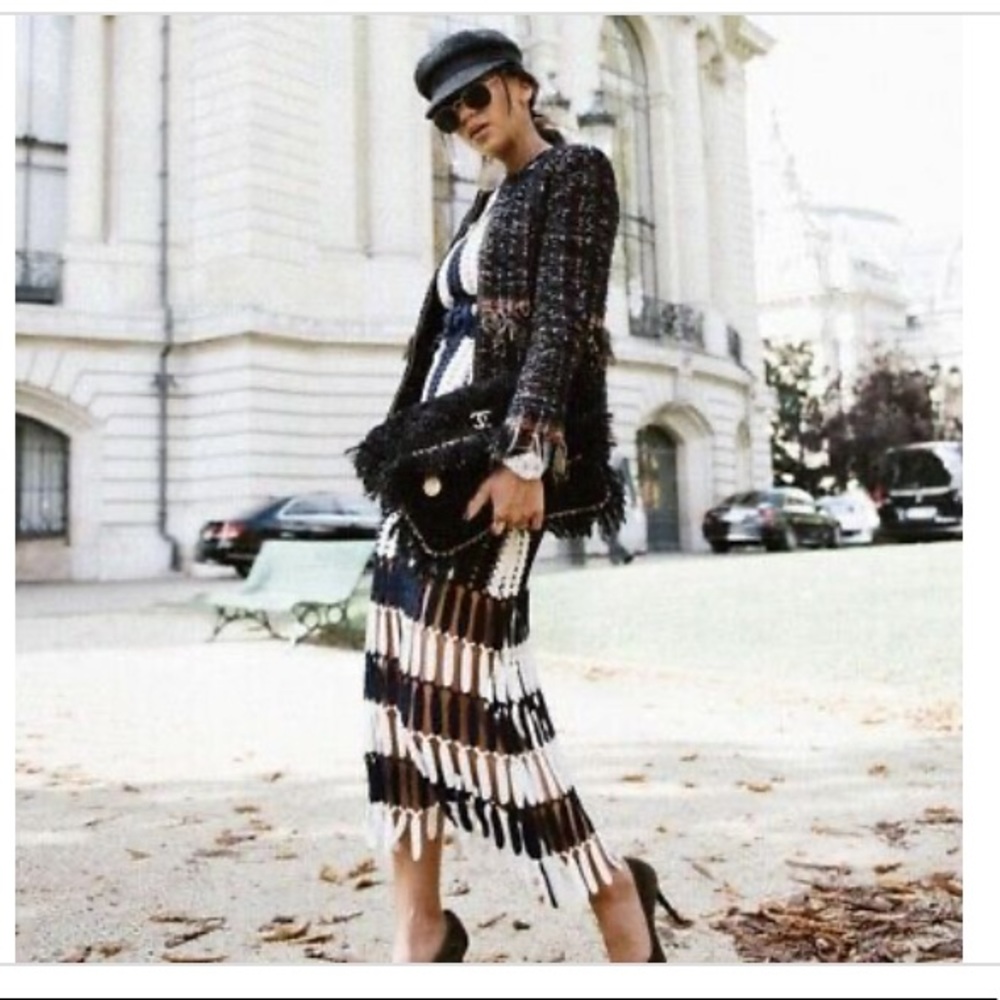 Self Portrait Cut Out Midi Crochet Dress